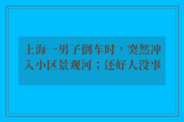 上海一男子倒车时，突然冲入小区景观河；还好人没事