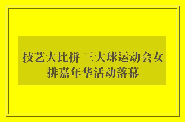 技艺大比拼 三大球运动会女排嘉年华活动落幕