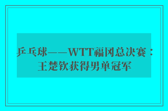 乒乓球——WTT福冈总决赛：王楚钦获得男单冠军