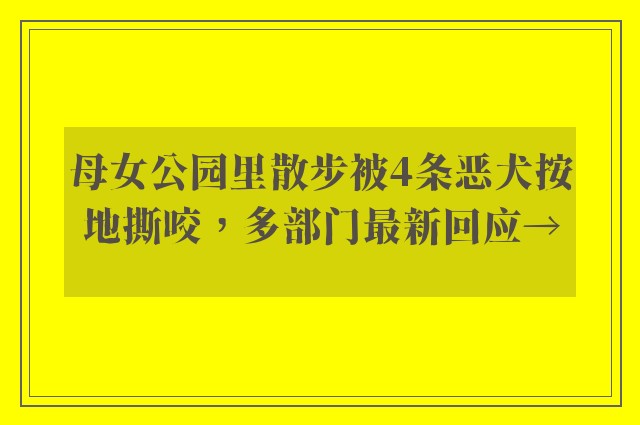 母女公园里散步被4条恶犬按地撕咬，多部门最新回应→