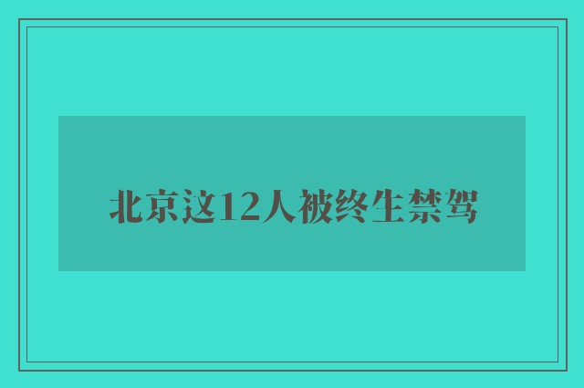 北京这12人被终生禁驾