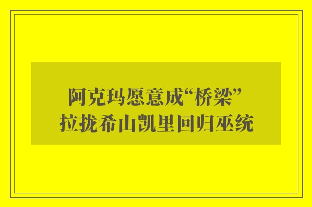 阿克玛愿意成“桥梁” 　拉拢希山凯里回归巫统