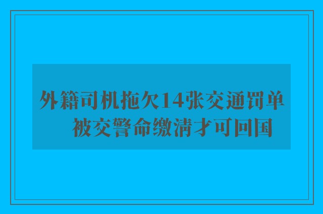 外籍司机拖欠14张交通罚单　被交警命缴清才可回国