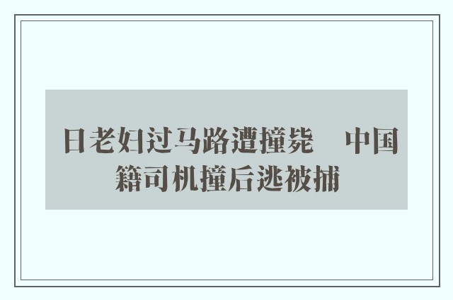 日老妇过马路遭撞毙　中国籍司机撞后逃被捕