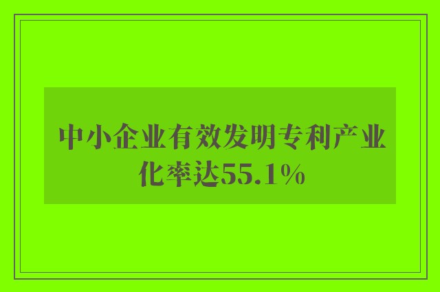 中小企业有效发明专利产业化率达55.1%