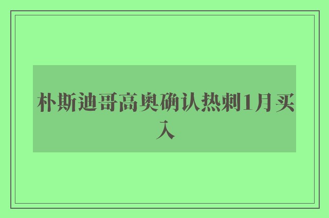 朴斯迪哥高奥确认热刺1月买入